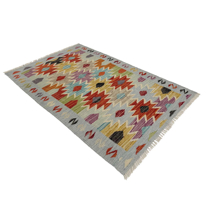 Afghan Vegetable Kilim Rug 2' 6" x 4' 1" Flat-Weave | No. AL585441