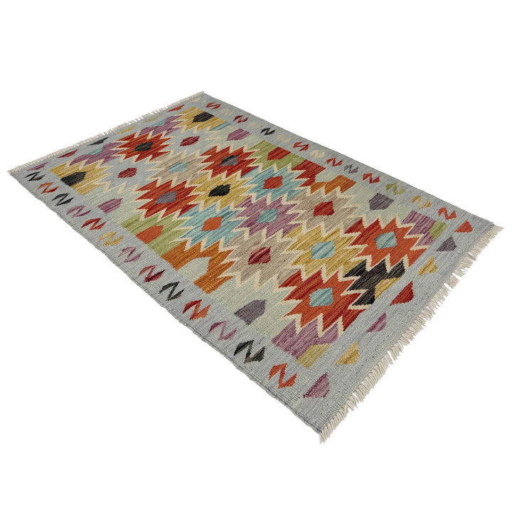 Afghan Vegetable Kilim Rug 2' 6" x 4' 1" Flat-Weave | No. AL585441