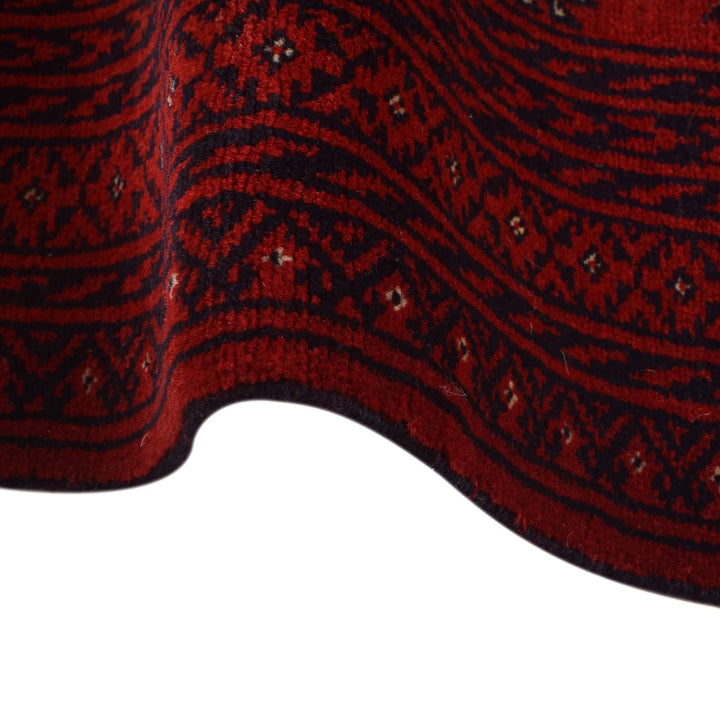 Red Afghan Bokhara Rug 6' 9" x 9' 7" Hand-Knotted | No. AL58569