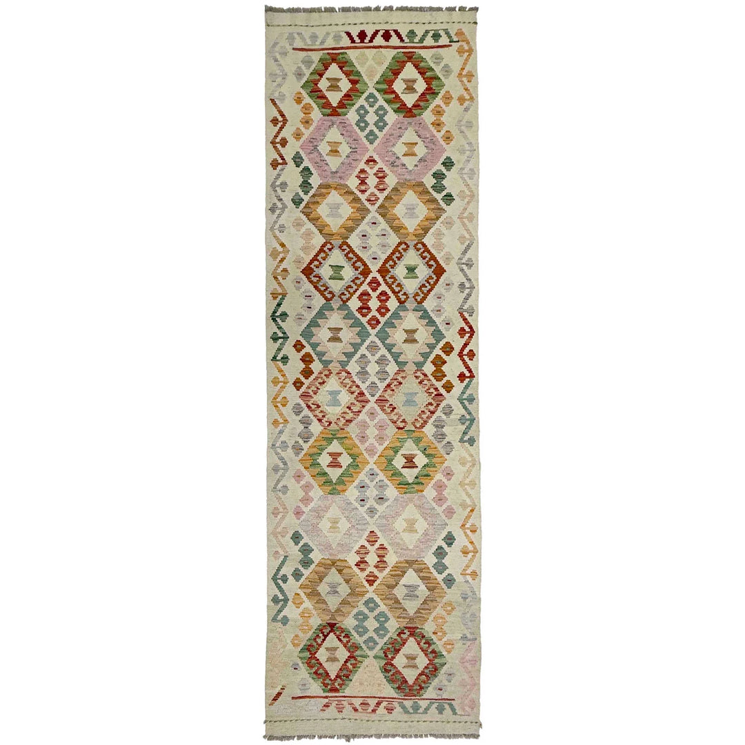 Afghan Vegetable Kilim Rug 2' 9" x 9' 7" Flat-Weave | No. AL586137