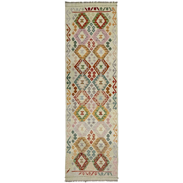 Afghan Vegetable Kilim Rug 2' 9" x 9' 7" Flat-Weave | No. AL586137