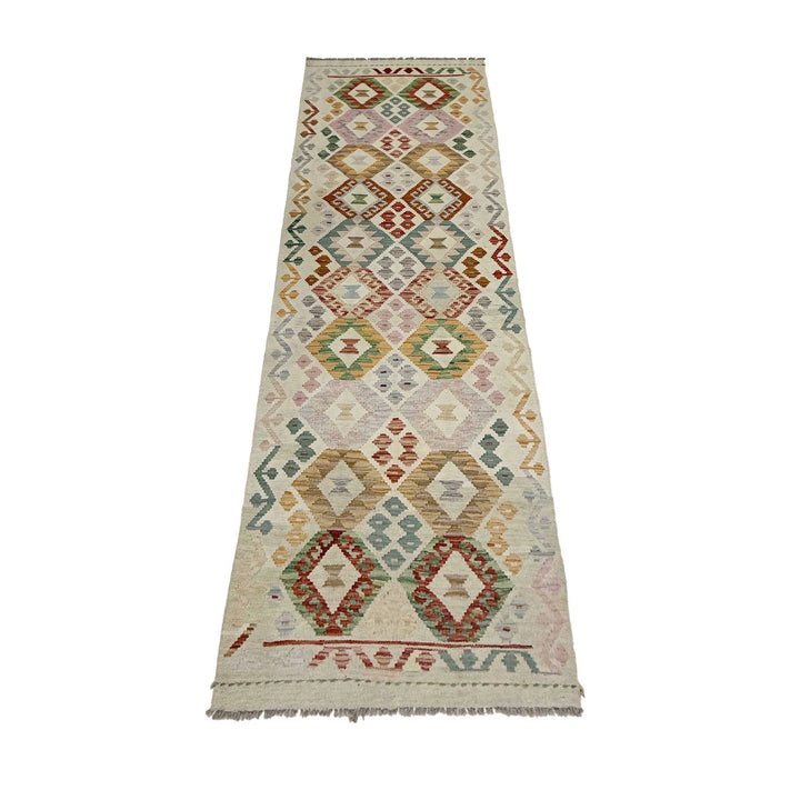 Afghan Vegetable Kilim Rug 2' 9" x 9' 7" Flat-Weave | No. AL586137