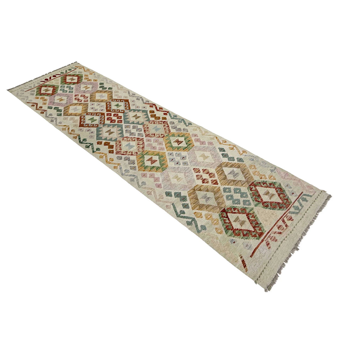 Afghan Vegetable Kilim Rug 2' 9" x 9' 7" Flat-Weave | No. AL586137