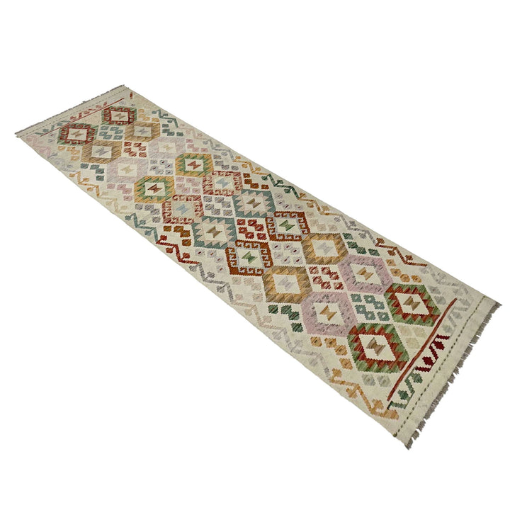 Afghan Vegetable Kilim Rug 2' 9" x 9' 7" Flat-Weave | No. AL586137