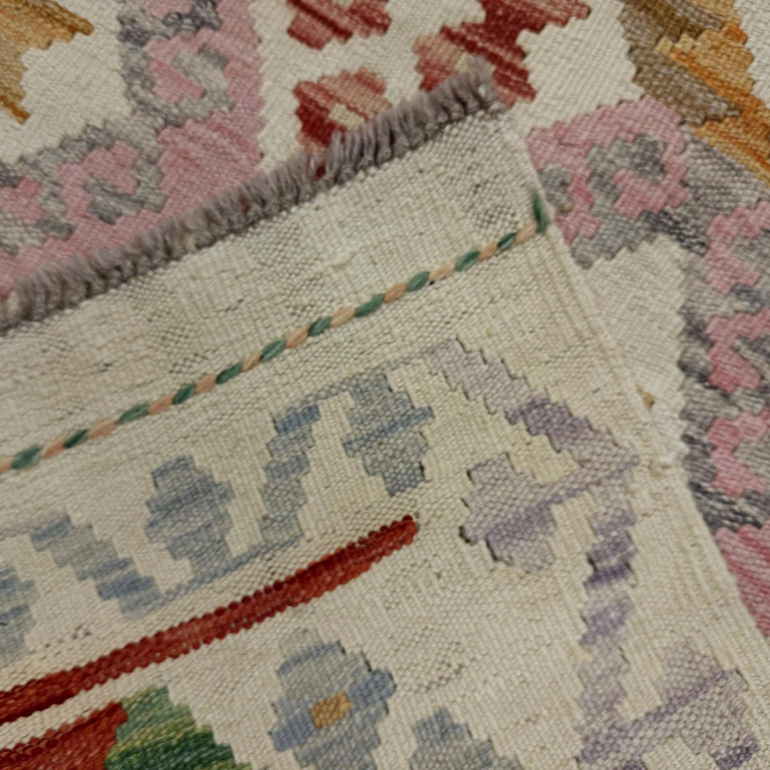 Afghan Vegetable Kilim Rug 2' 9" x 9' 7" Flat-Weave | No. AL586137