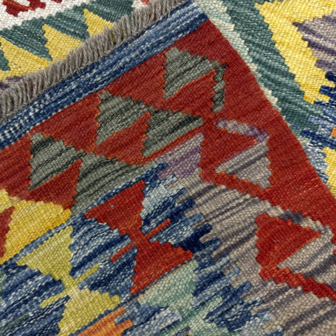 Multicolor Afghan Vegetable Kilim Rug 2'7" x 4'3" Flat-Weave | No. AL586586
