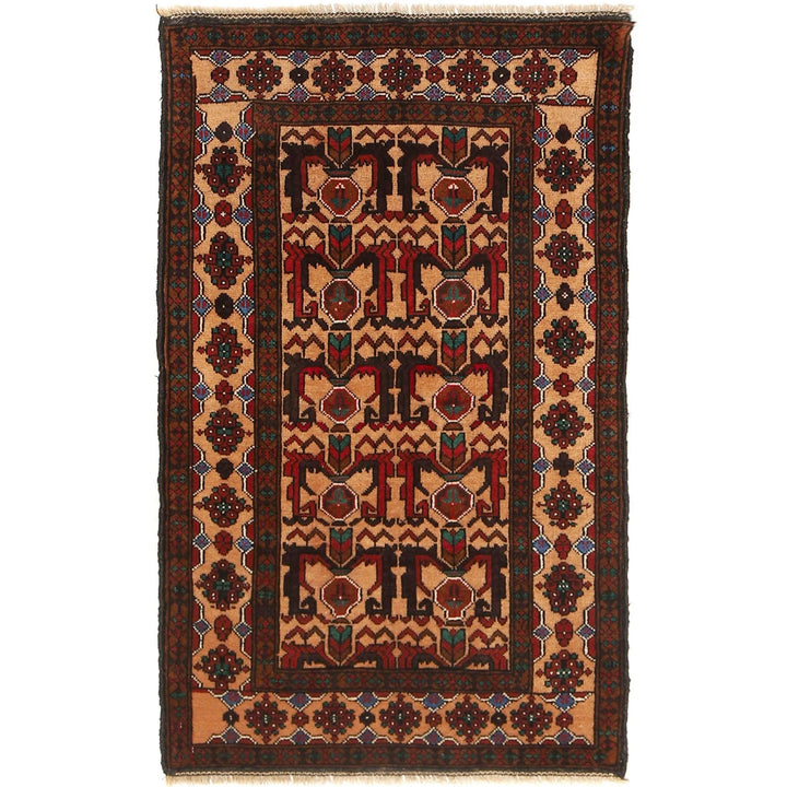 Orange Afghan Baluchi Rug 2' 7" x 4' 7" Hand-Knotted | No. AL58680