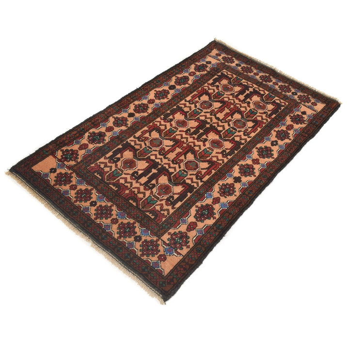 Orange Afghan Baluchi Rug 2' 7" x 4' 7" Hand-Knotted | No. AL58680