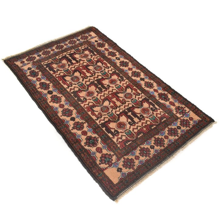 Orange Afghan Baluchi Rug 2' 7" x 4' 7" Hand-Knotted | No. AL58680