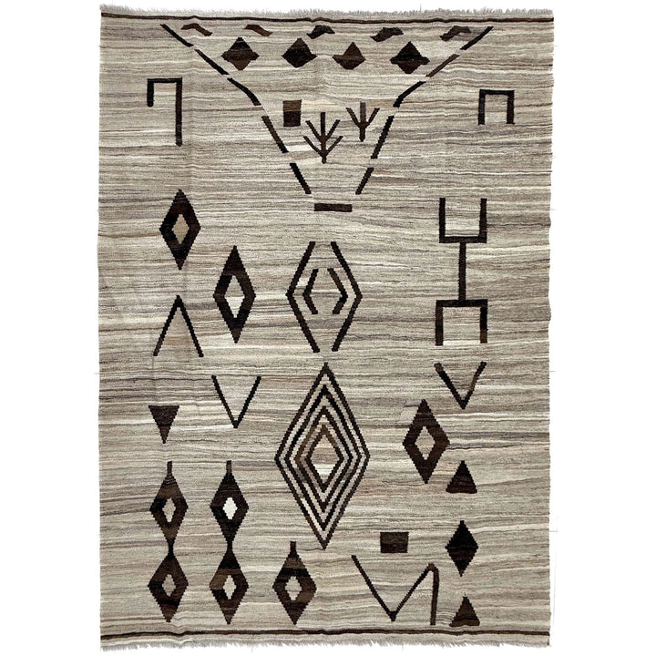 Multicolor Afghan Vegetable Kilim Rug 5' 8" x 7' 7" Flat-Weave | No. AL58761