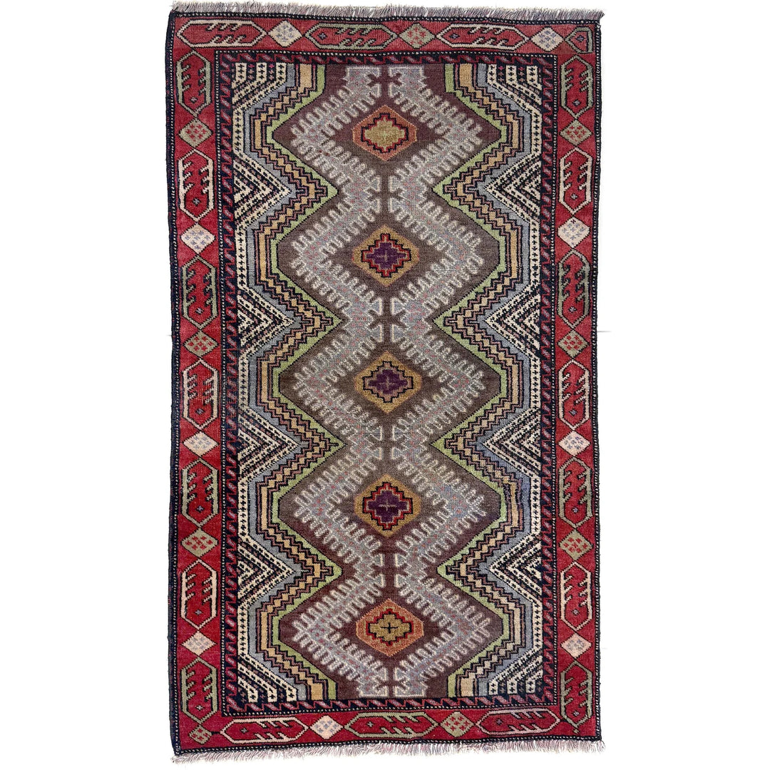 Multicolor Afghan Baluchi Rug 2' 9" x 4' 5" Hand-Knotted | No. AL58772