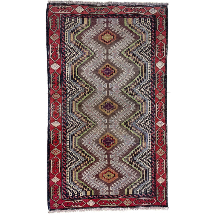 Multicolor Afghan Baluchi Rug 2' 9" x 4' 5" Hand-Knotted | No. AL58772