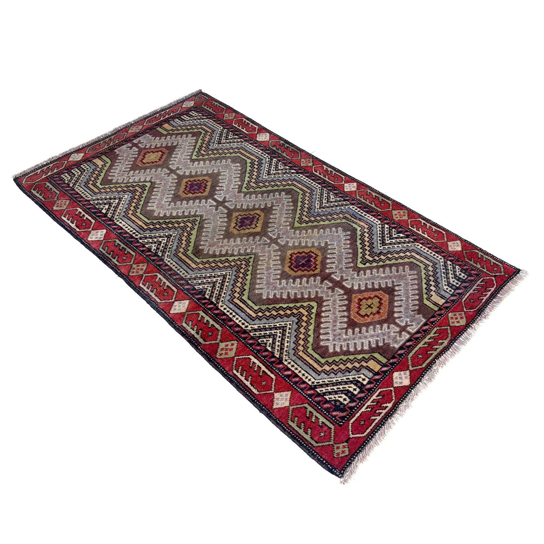 Multicolor Afghan Baluchi Rug 2' 9" x 4' 5" Hand-Knotted | No. AL58772