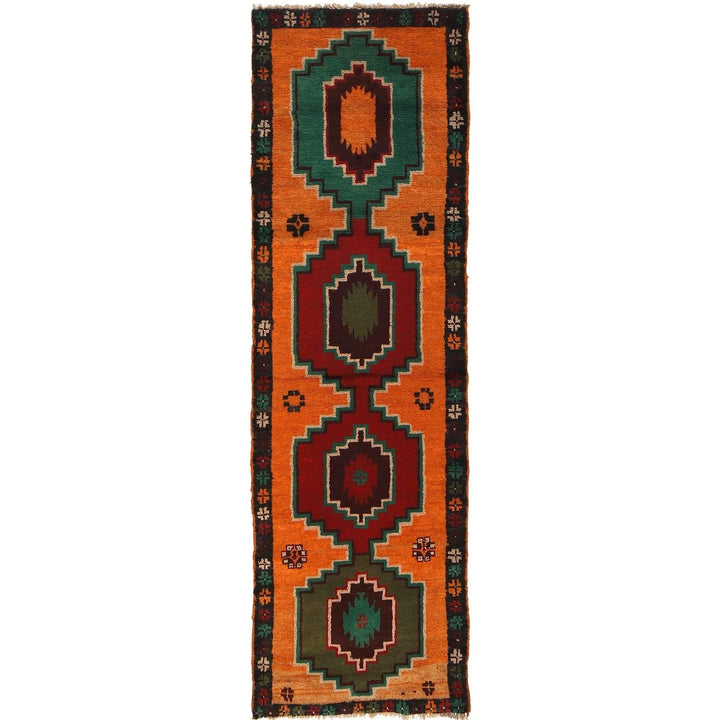 Orange Afghan Baluchi Rug 2' 3" x 7' 9" Hand-Knotted | No. AL58831