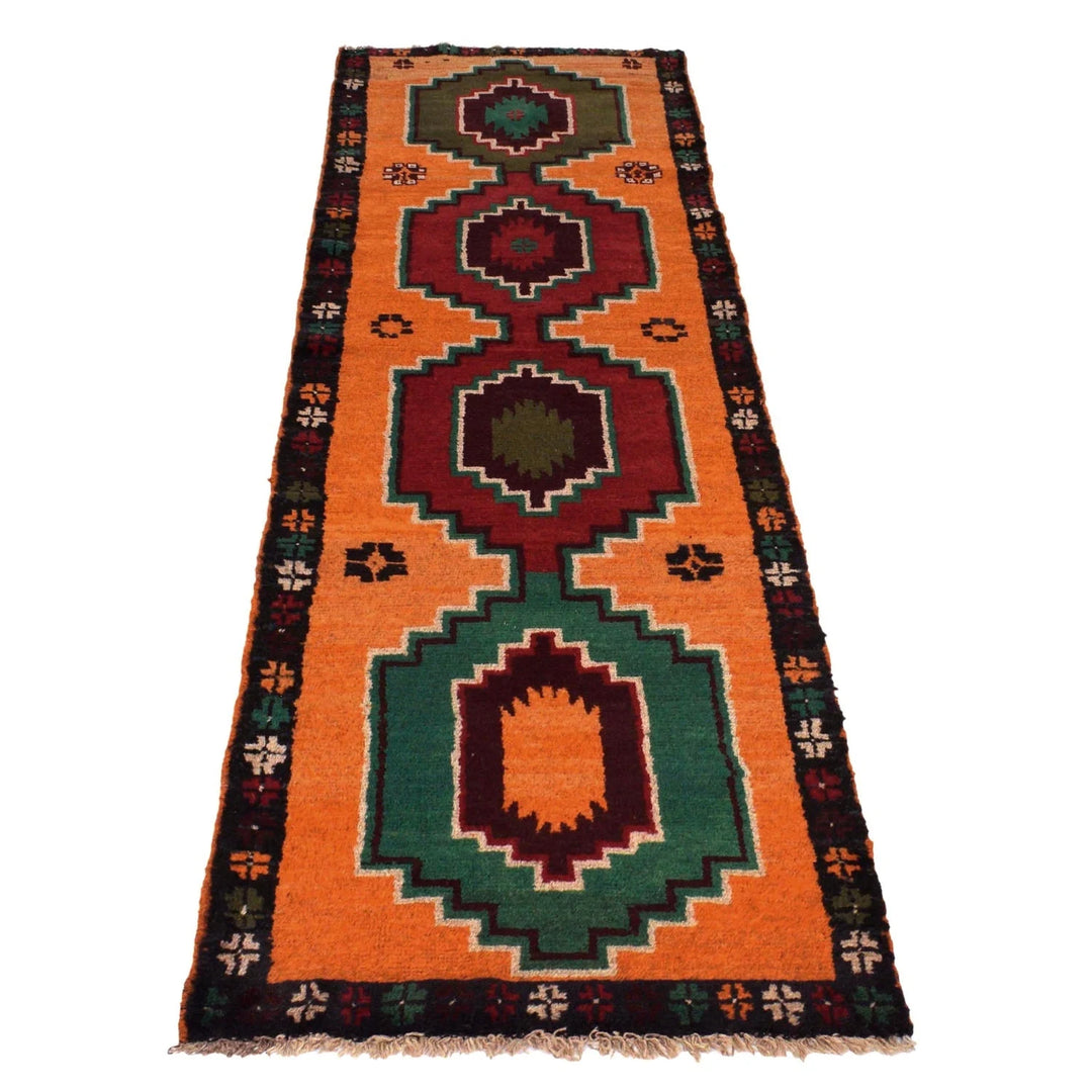 Orange Afghan Baluchi Rug 2' 3" x 7' 9" Hand-Knotted | No. AL58831