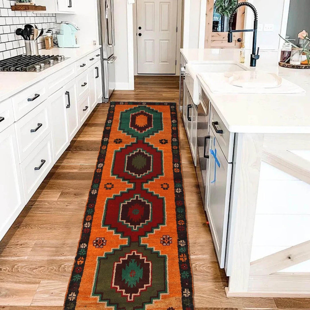 Orange Afghan Baluchi Rug 2' 3" x 7' 9" Hand-Knotted | No. AL58831