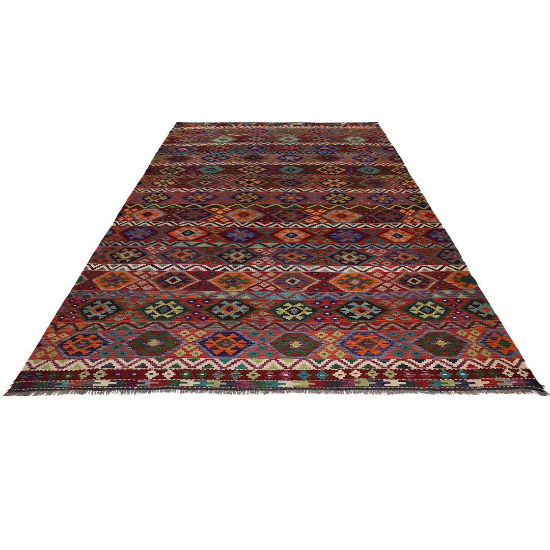 Afghan Vegetable Kilim Rug 9' 9" x 16' 7" Flat-Weave | No. AL58835