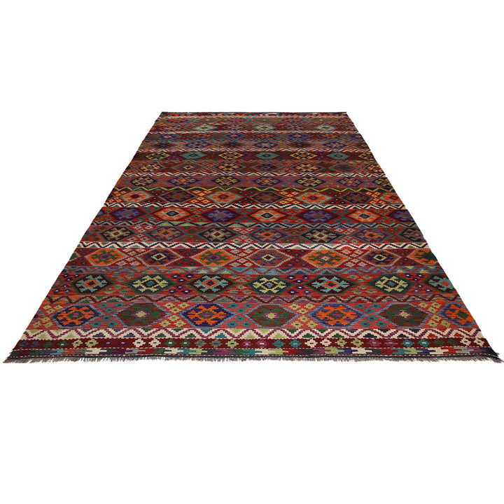Afghan Vegetable Kilim Rug 9' 9" x 16' 7" Flat-Weave | No. AL58835