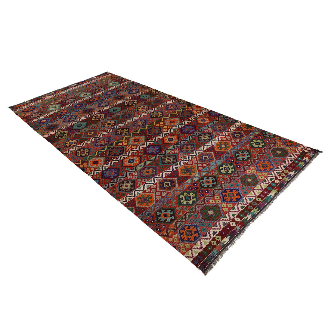 Afghan Vegetable Kilim Rug 9' 9" x 16' 7" Flat-Weave | No. AL58835