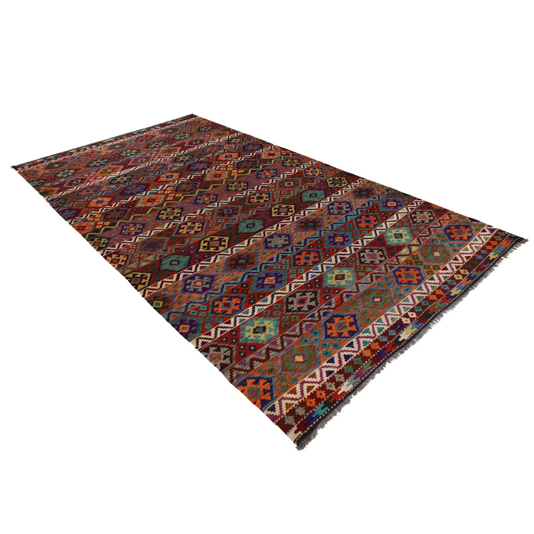 Afghan Vegetable Kilim Rug 9' 9" x 16' 7" Flat-Weave | No. AL58835
