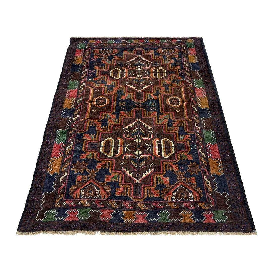 Afghan Baluchi Rug 3' 0" x 4' 7" Hand-Knotted | No. AL588560