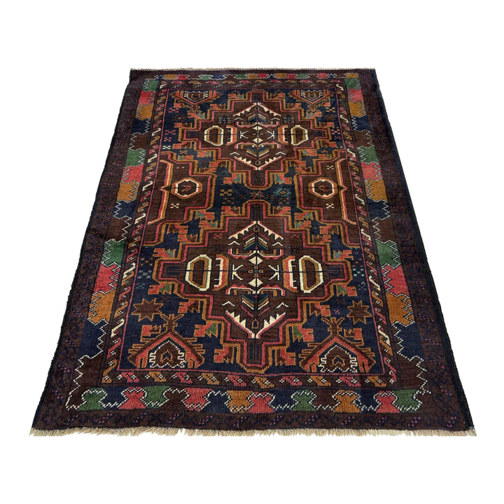 Afghan Baluchi Rug 3' 0" x 4' 7" Hand-Knotted | No. AL588560