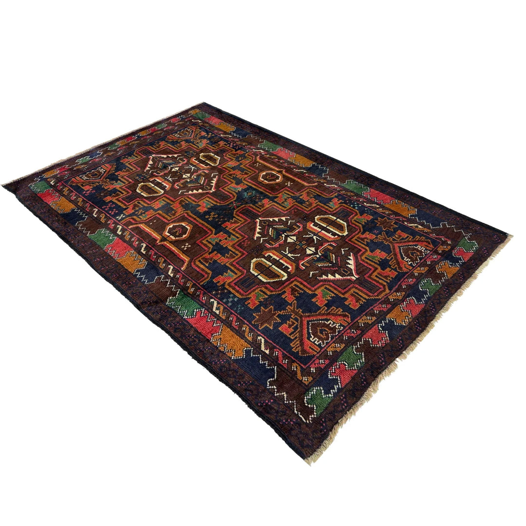 Afghan Baluchi Rug 3' 0" x 4' 7" Hand-Knotted | No. AL588560