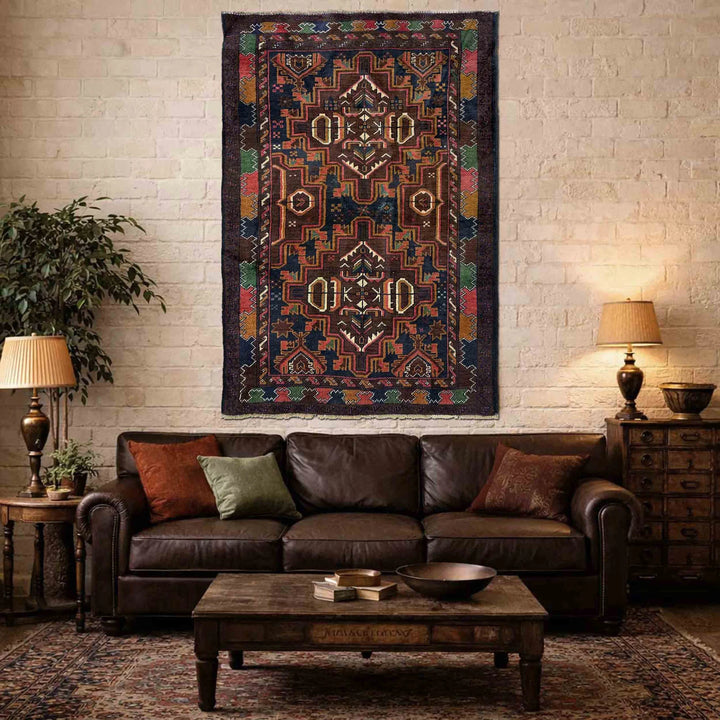 Afghan Baluchi Rug 3' 0" x 4' 7" Hand-Knotted | No. AL588560
