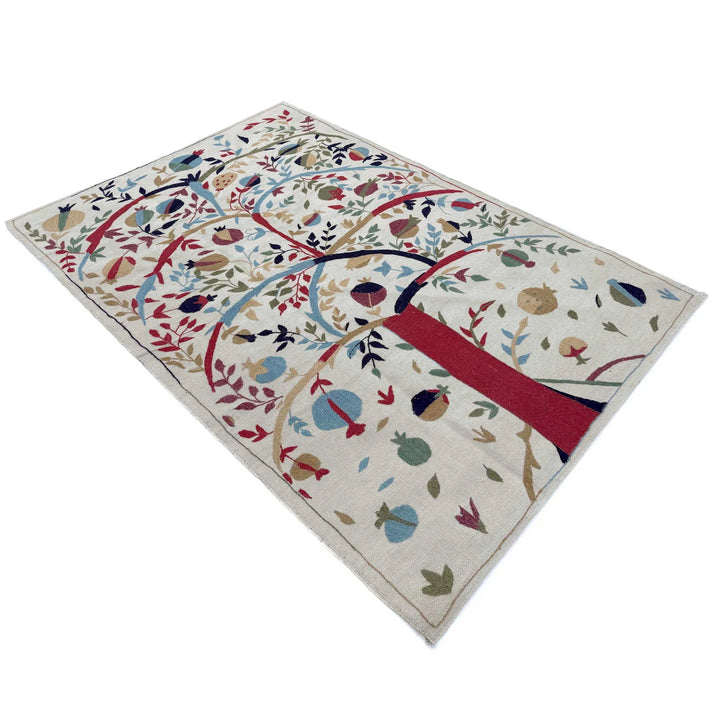 Beige Pakistani Kilim Rug 3' 11" x 6' 3" Flat-Weave | No. AL58904