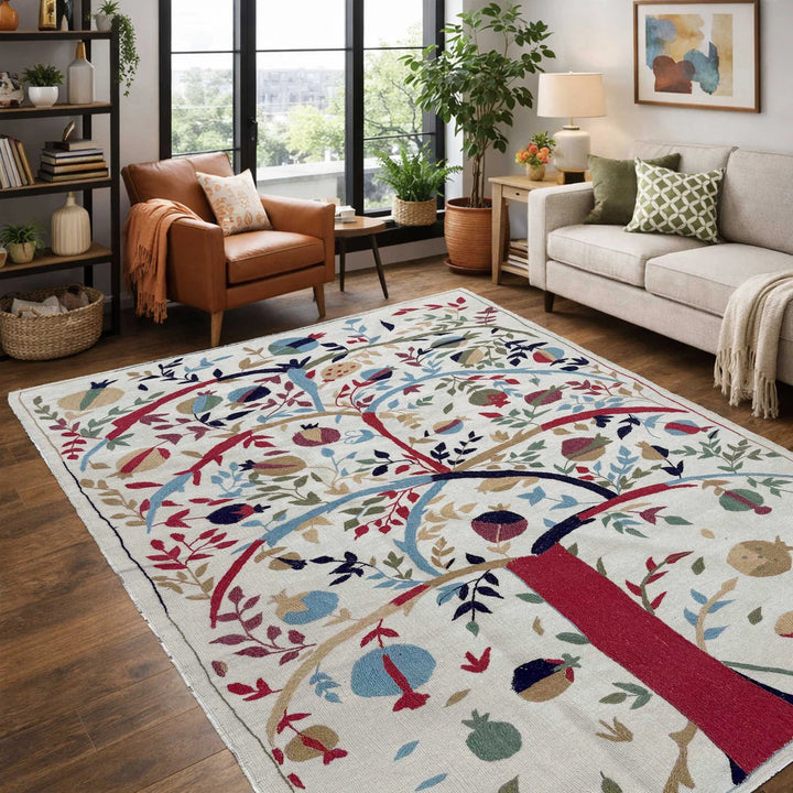 Beige Pakistani Kilim Rug 3' 11" x 6' 3" Flat-Weave | No. AL58904