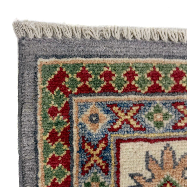 Gray Afghan Kazak Rug 4' 11" x 6' 11" Hand-Knotted | No. AL58979