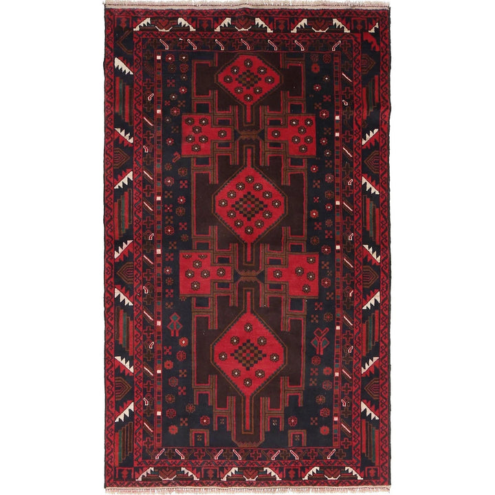 Afghan Baluchi Rug 3' 8" x 6' 2" Hand-Knotted | No. AL58980