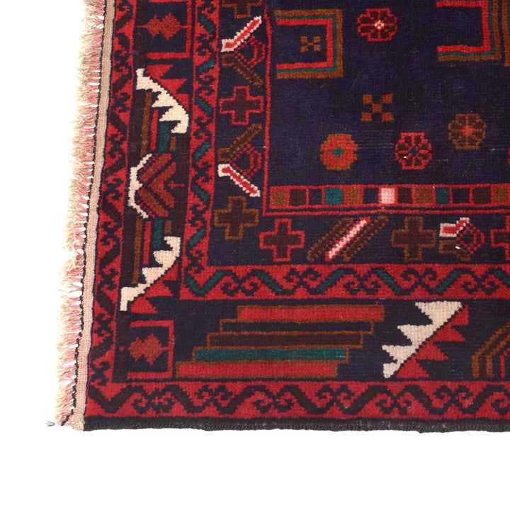 Afghan Baluchi Rug 3' 8" x 6' 2" Hand-Knotted | No. AL58980