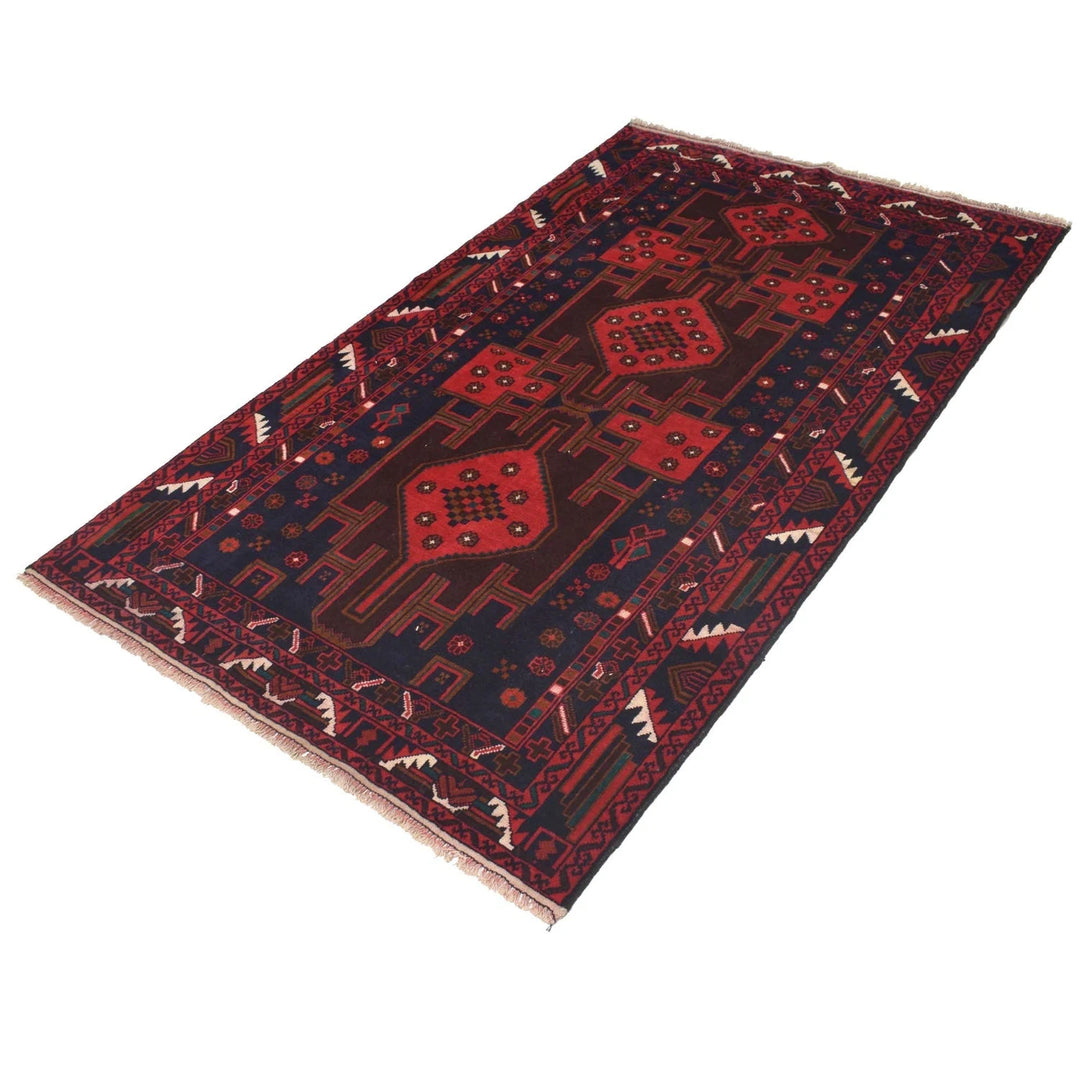 Afghan Baluchi Rug 3' 8" x 6' 2" Hand-Knotted | No. AL58980