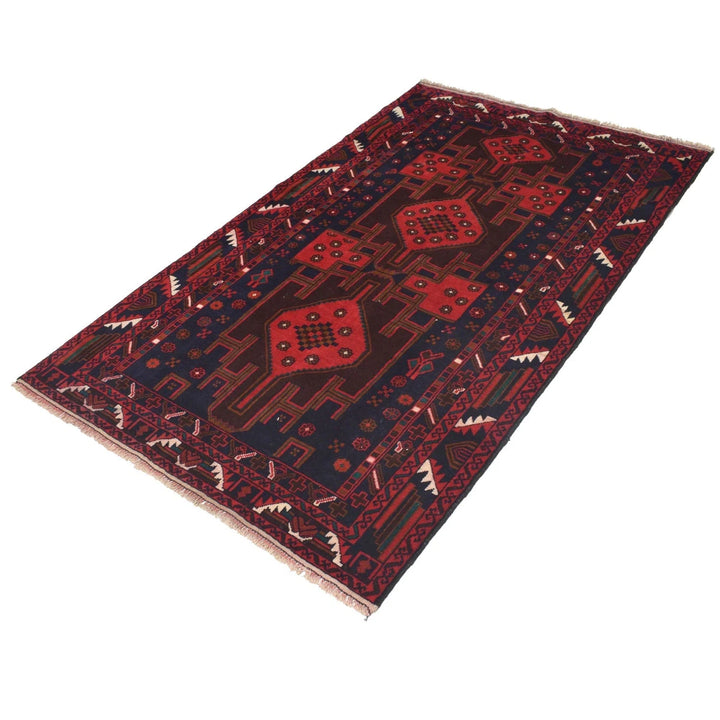Afghan Baluchi Rug 3' 8" x 6' 2" Hand-Knotted | No. AL58980