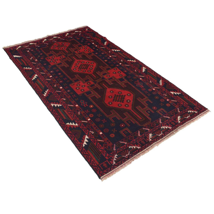 Afghan Baluchi Rug 3' 8" x 6' 2" Hand-Knotted | No. AL58980