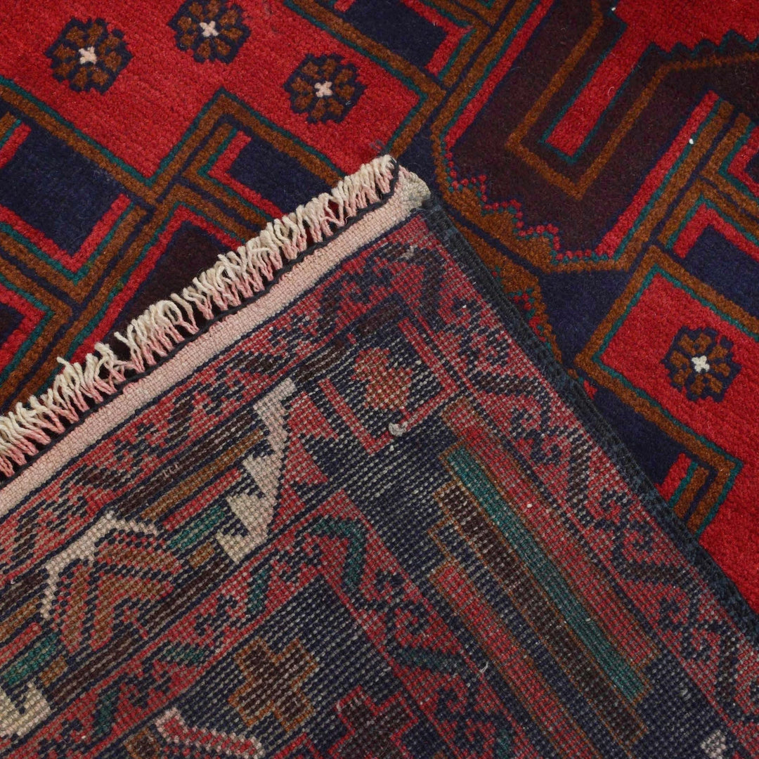 Afghan Baluchi Rug 3' 8" x 6' 2" Hand-Knotted | No. AL58980