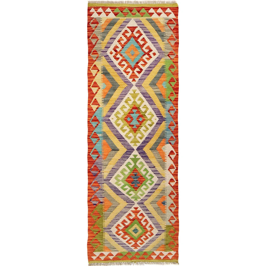 Afghan Vegetable Kilim Rug 2' 3" x 6' 6" Flat-Weave | No. AL58987