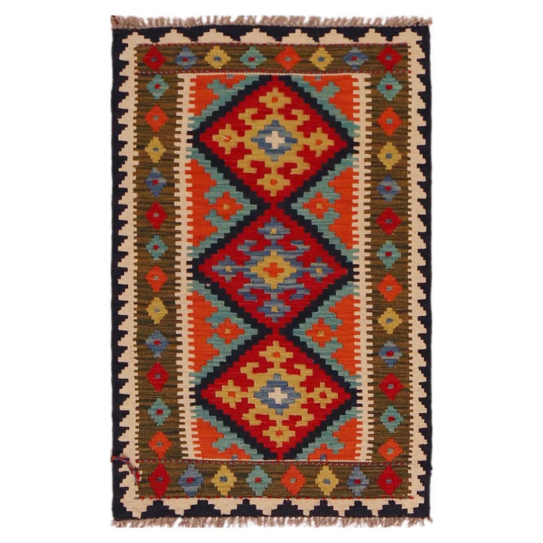 Afghan Kilim Rug 2' 0" x 3' 5" Flat-Weave | No. AL58996