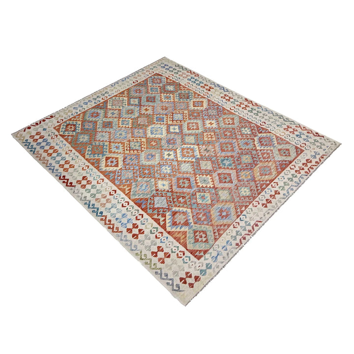 Afghan Vegetable Kilim Rug 7'11" x 11'1" Flat-Weave | No. AL590464
