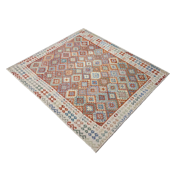 Afghan Vegetable Kilim Rug 7'11" x 11'1" Flat-Weave | No. AL590464