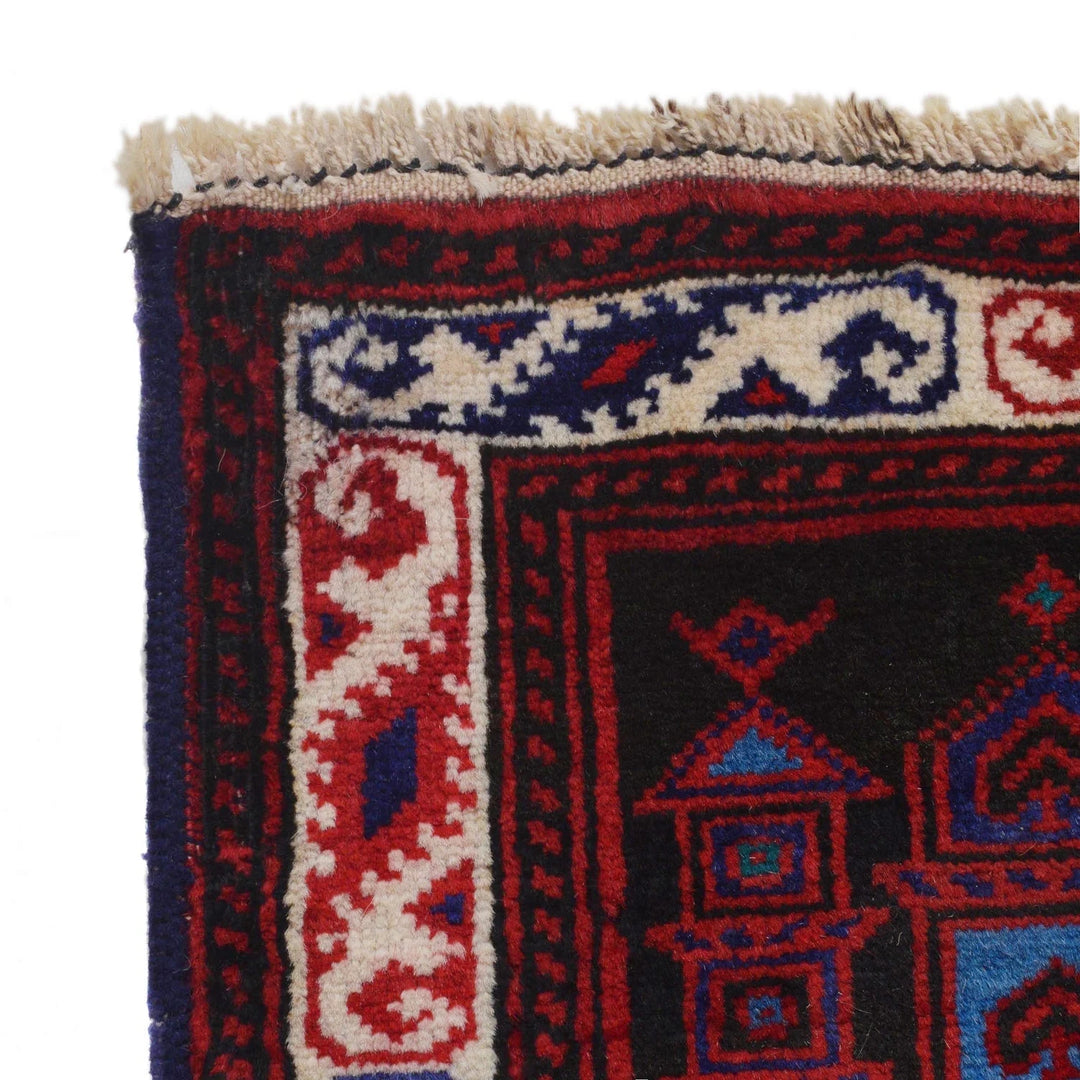 Red Afghan Baluchi Rug 2' 6" x 3' 8" Hand-Knotted | No. AL59050