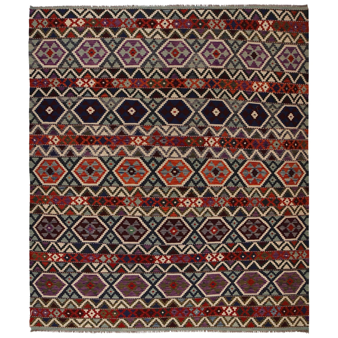Afghan Turkish Design Rug 8' 3" x 9' 11" Flat-Weave | No. AL59098