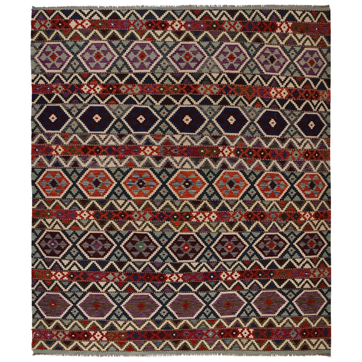 Afghan Turkish Design Rug 8' 3" x 9' 11" Flat-Weave | No. AL59098