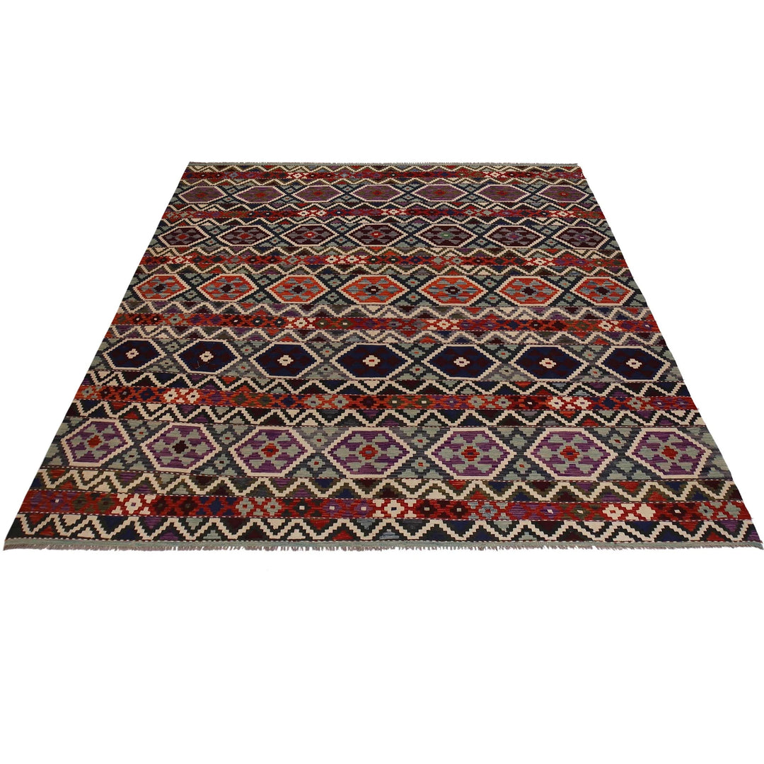Afghan Turkish Design Rug 8' 3" x 9' 11" Flat-Weave | No. AL59098