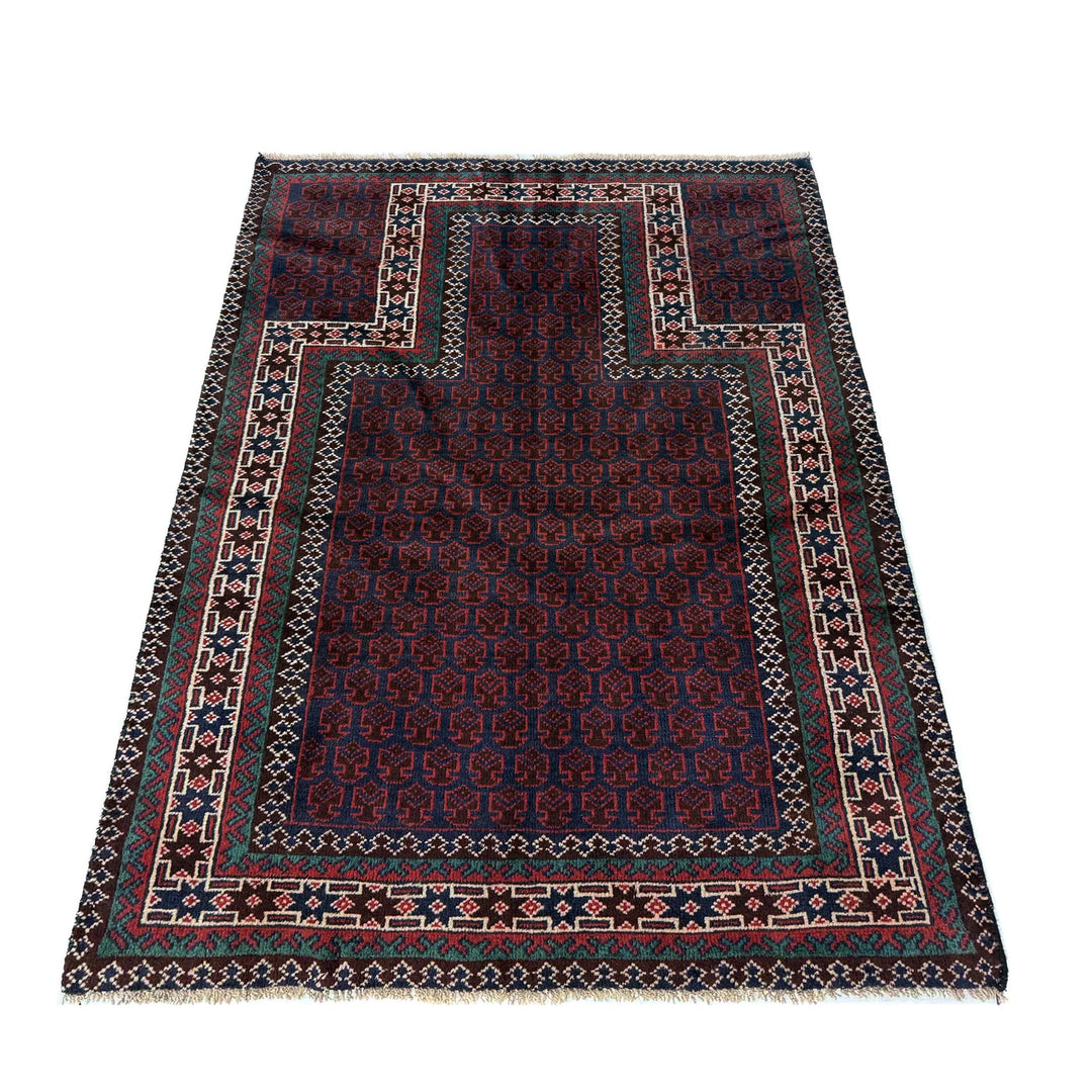 Red Afghan Prayer Rug 2' 11" x 4' 9" Hand-Knotted | No. AL59170