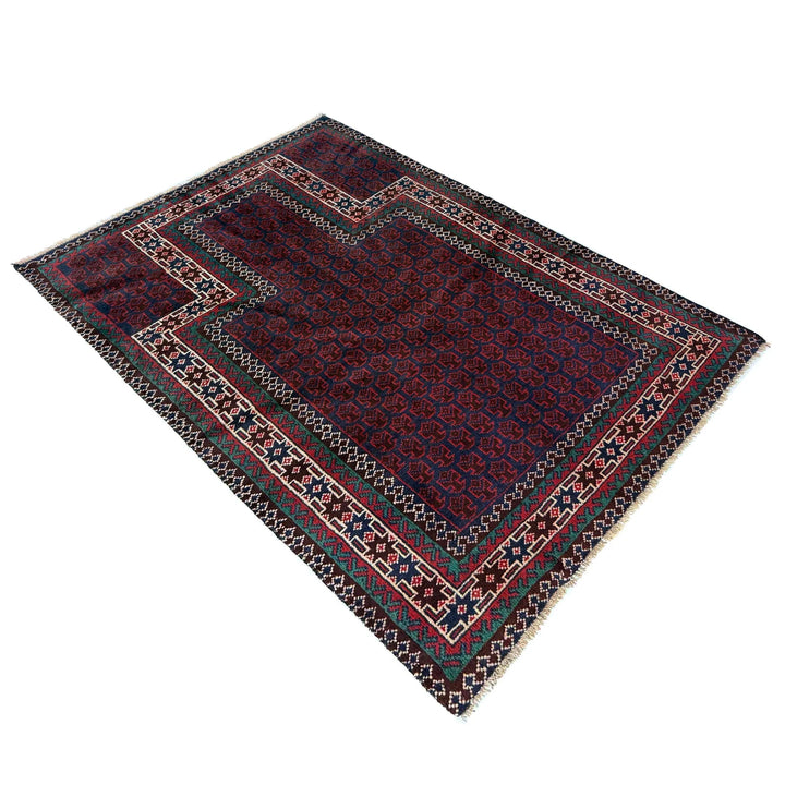 Red Afghan Prayer Rug 2' 11" x 4' 9" Hand-Knotted | No. AL59170