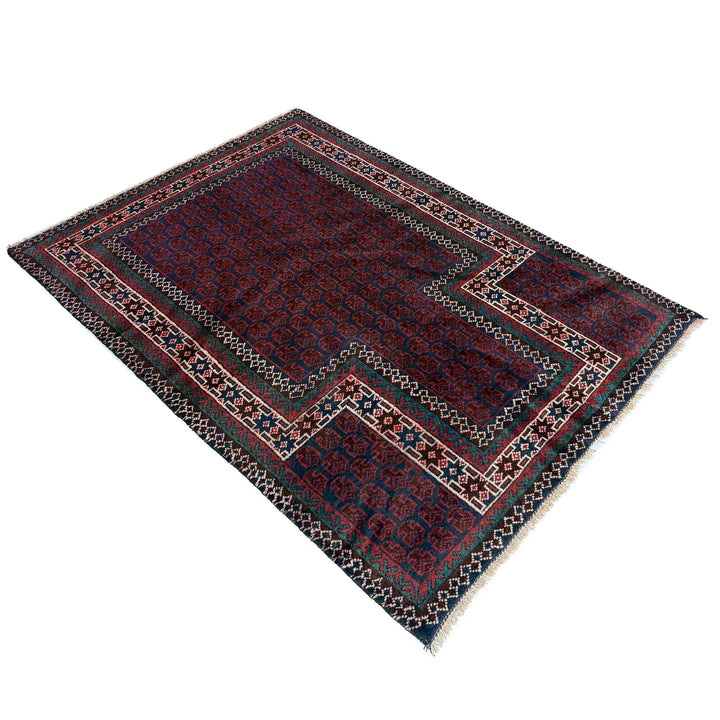 Red Afghan Prayer Rug 2' 11" x 4' 9" Hand-Knotted | No. AL59170