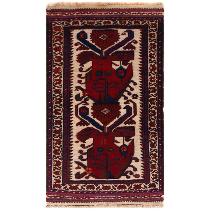 Afghan Baluchi Rug 2' 7" x 4' 5" Hand-Knotted | No. AL59185