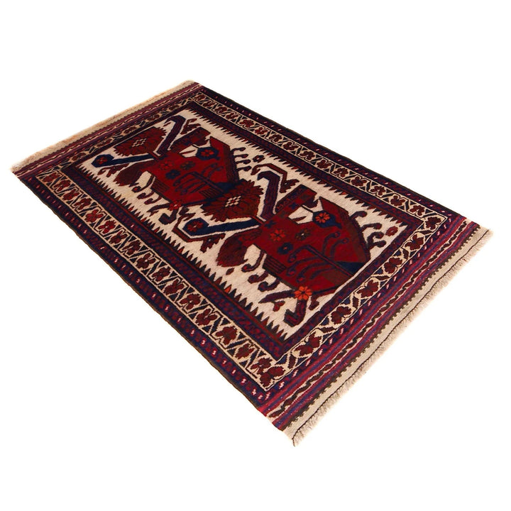 Afghan Baluchi Rug 2' 7" x 4' 5" Hand-Knotted | No. AL59185